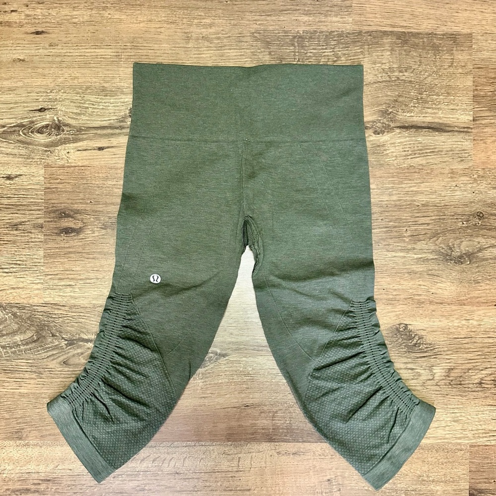 lululemon In The Flow Olive Green Leggings Size 4